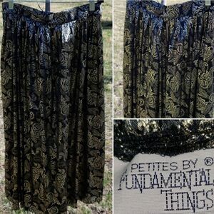 Petites by Fundamental Things Black Metallic Floral Skirt
